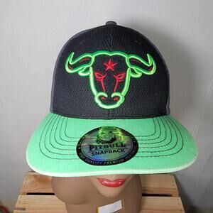 Pitbull Neon Green & Black "TX" Snapback Ballcap w/ Green Bull